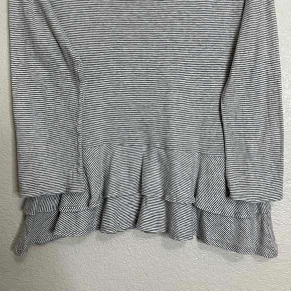 Rebecca Taylor 100% Cotton Gray Cream Striped Knit Peplum Top, Sz Large - Picture 8 of 12
